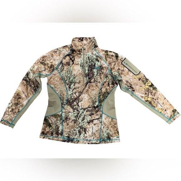 Cabela’s, Women’s Camo Half-Zip Jacket, Brown / Green, Size Medium, Used - Picture 1 of 7